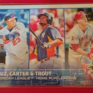 MIKE TROUT /NELSON CRUZ/CHRIS CARTER 2015 Topps #285 2014 AL HR Leaders Card